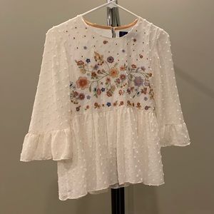 Blue Rain Francesca’s embroidered flower top